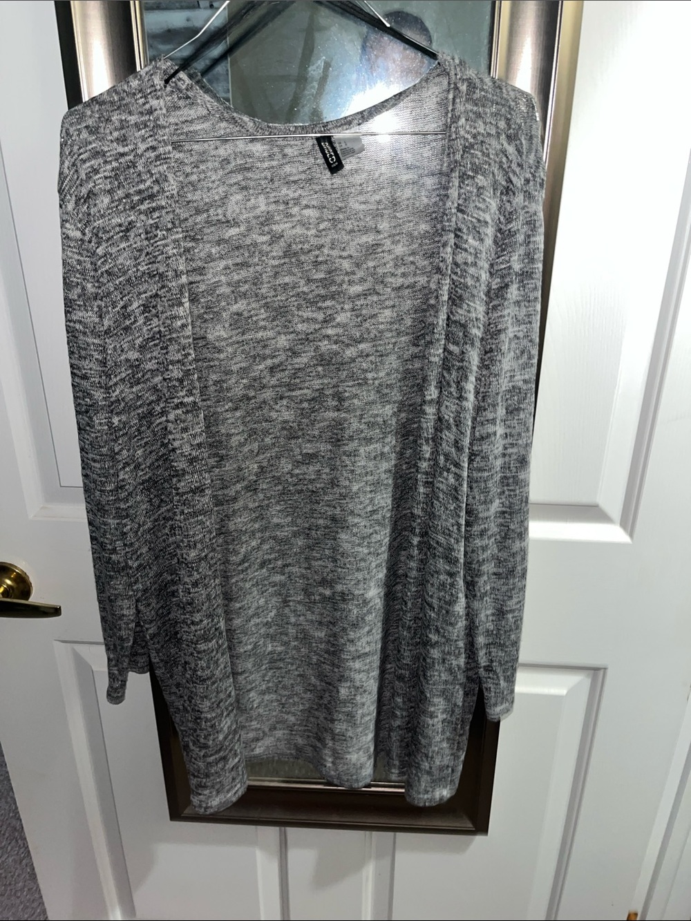 Divided Open-Front Gray Marled Cardigan